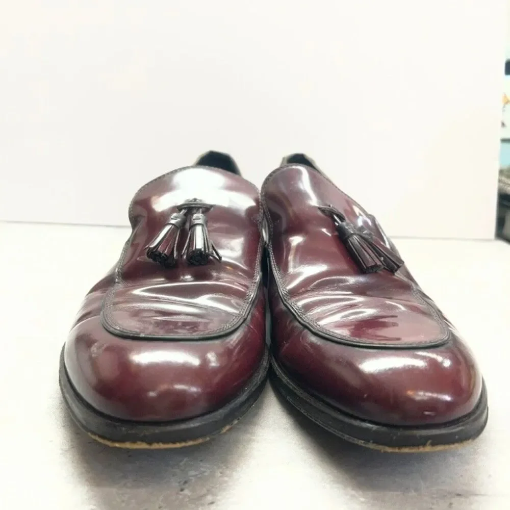 Ermenegildo Zegna Burgundy Leather Tassel Slip-On Loafer Shoes Mens Size 8.5 EE